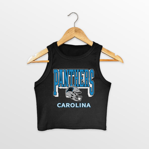 gameday couture CAROLINA PANTHERS PURE VICTORY ESSENTIAL RIBBED CROP TANK