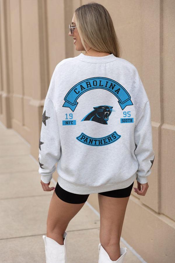 Gameday Couture CAROLINA PANTHERS Ready For It Star-Sleeve Crewneck Pullover