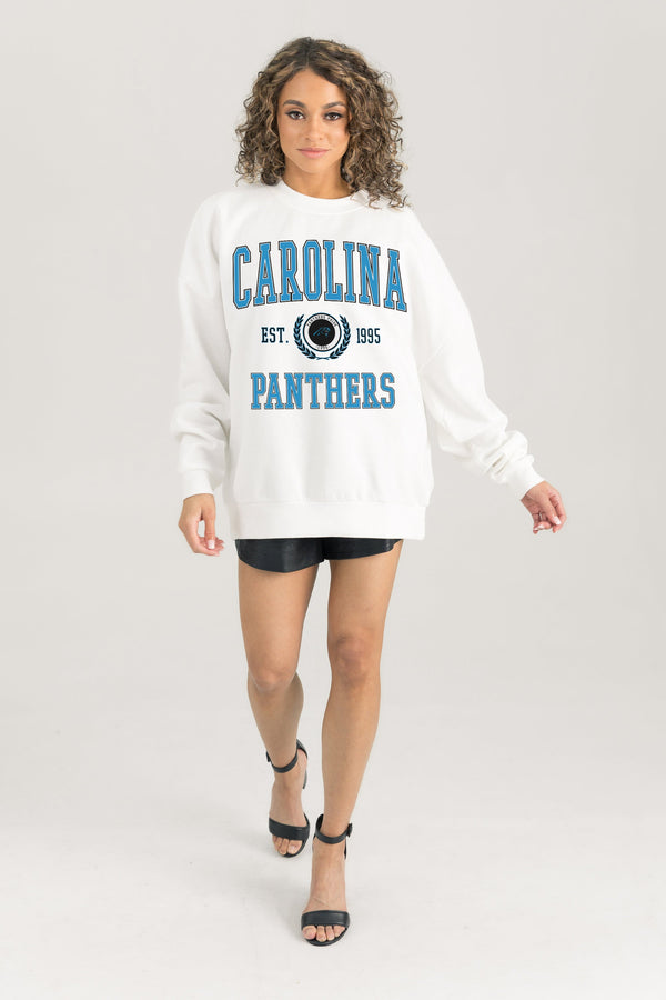 gameday couture CAROLINA PANTHERS Timeless Triumph Fleece Crewneck Pullover