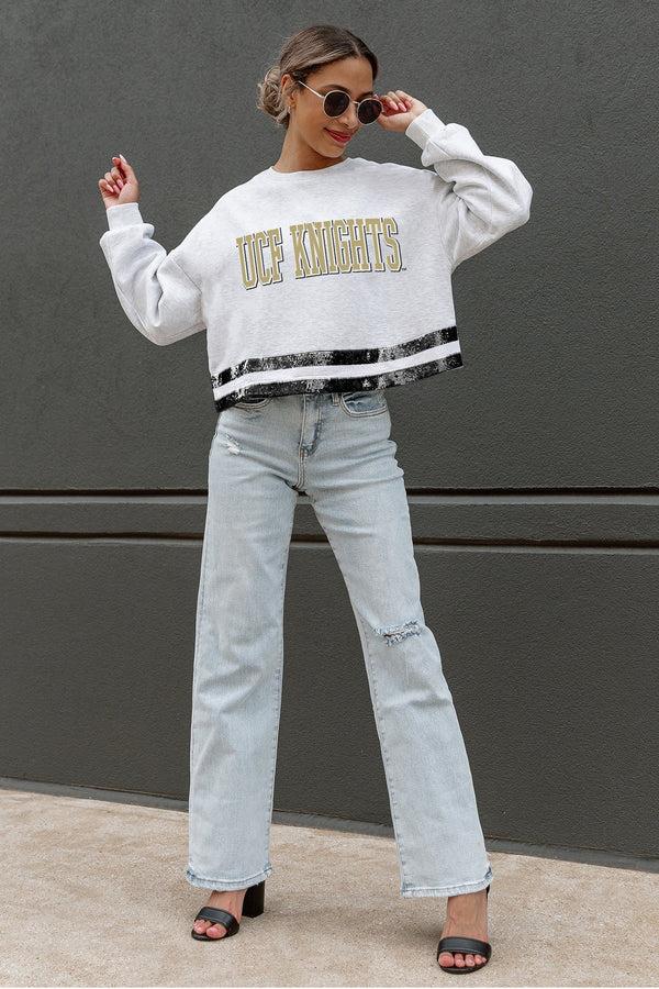 Gameday Couture CENTRAL FLORIDA KNIGHTS Pass The Shine Sequin Trim Mid-Crop Sweatshirt
