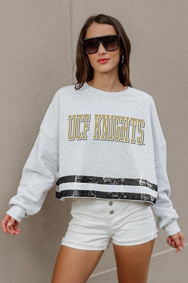 gameday couture CENTRAL FLORIDA KNIGHTS Pass The Shine Sequin Trim Mid-Crop Sweatshirt