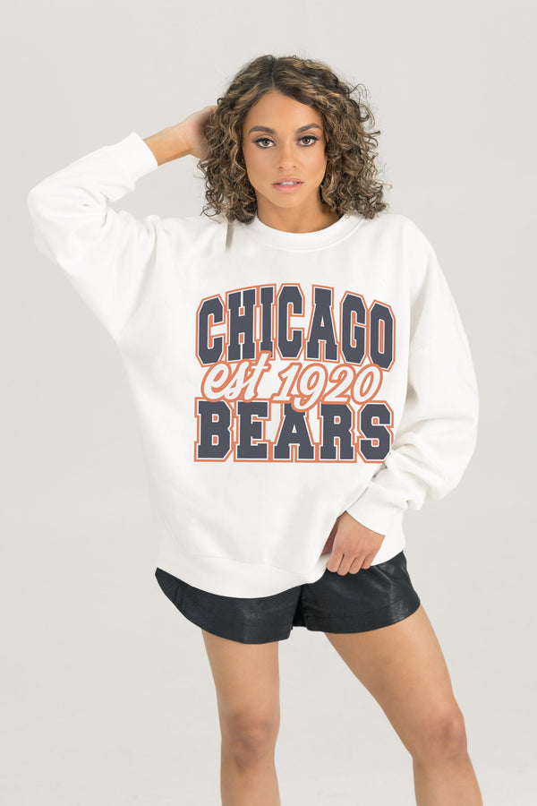 Gameday Couture CHICAGO BEARS FADED FORMATION PREMIUM FLEECE CREWNECK PULLOVER