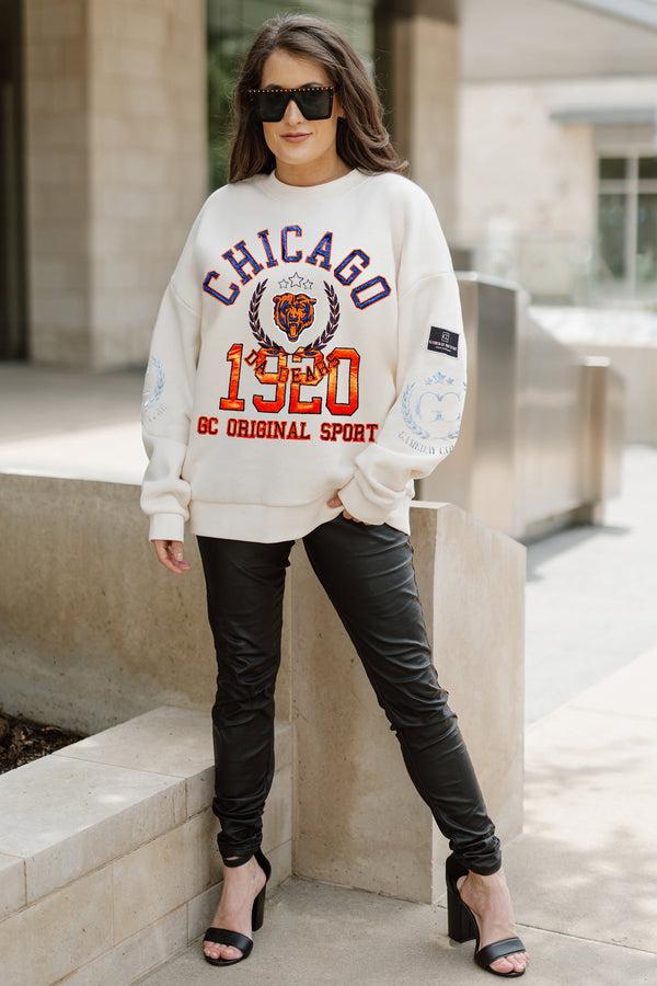 gameday couture CHICAGO BEARS Gameday Slay Fleece Drop-Shoulder Crewneck