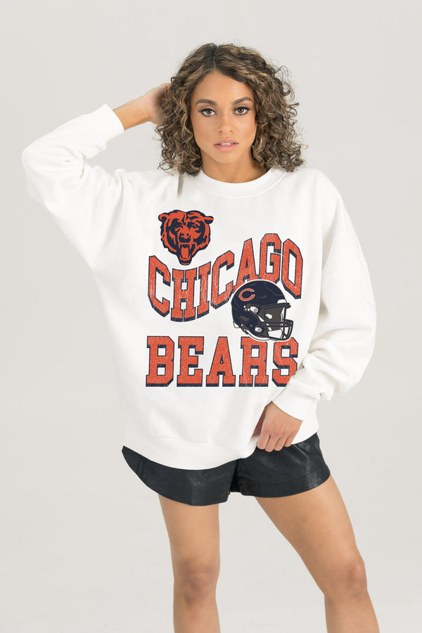 Gameday Couture CHICAGO BEARS HARD EARNED PREMIUM FLEECE CREWNECK PULLOVER