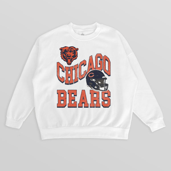 gameday couture CHICAGO BEARS HARD EARNED PREMIUM FLEECE CREWNECK PULLOVER