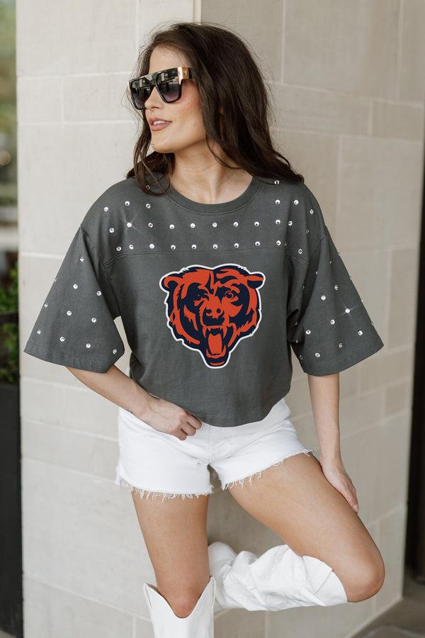 Gameday Couture CHICAGO BEARS Making Moves Rhinestone Crop Tee With Yoke