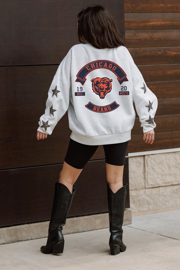 gameday couture CHICAGO BEARS Ready For It Star-Sleeve Crewneck Pullover
