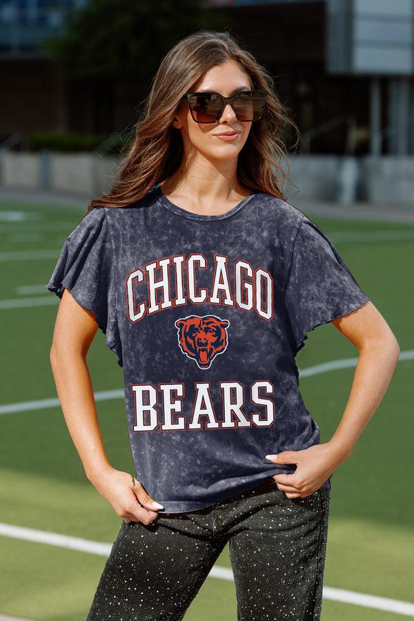 gameday couture CHICAGO BEARS VICTORY MODE FLUTTER SLEEVE TEE IN NAVY