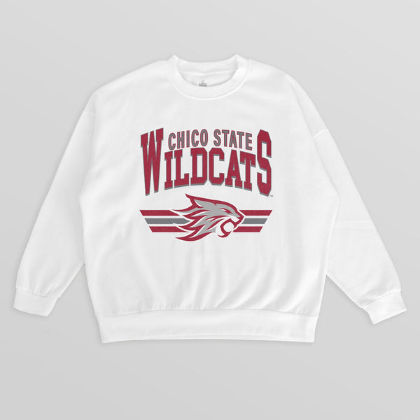 gameday couture CHICO STATE WILDCATS SWIFT STRIKE PREMIUM FLEECE DROP SHOULDER CREWNECK PULLOVER
