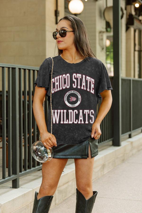 Gameday Couture CHICO STATE WILDCATS VICTORY MODE FLUTTER SLEEVE TEE IN BLACK