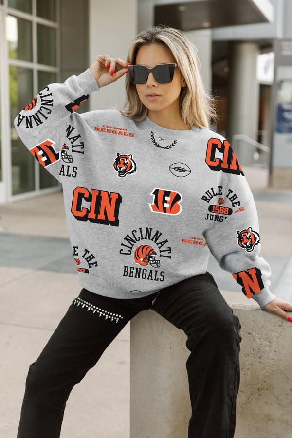 Gameday Couture CINCINNATI BENGALS ALWAYS ON REPEAT PREMIUM FLEECE CREW SWEATSHIRT