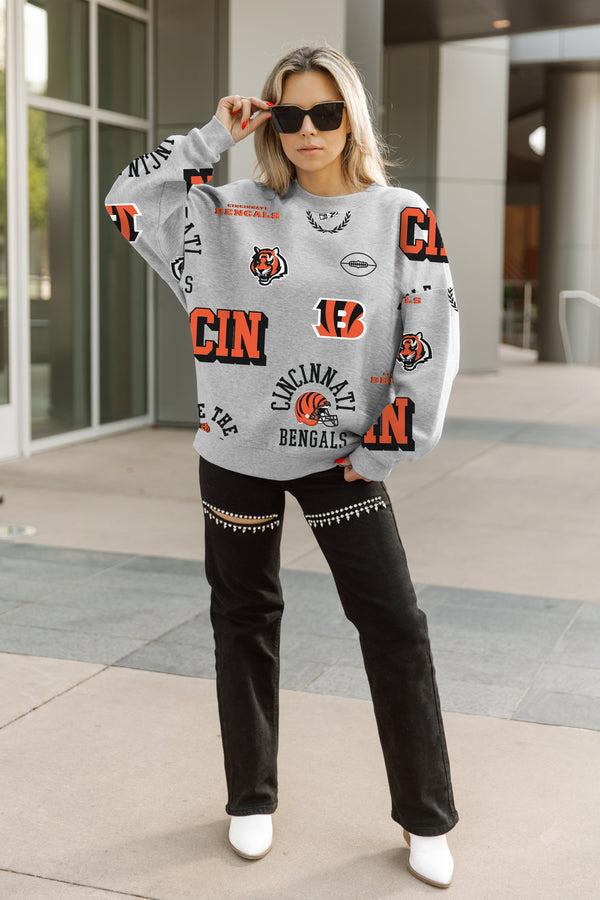 gameday couture CINCINNATI BENGALS ALWAYS ON REPEAT PREMIUM FLEECE CREW SWEATSHIRT