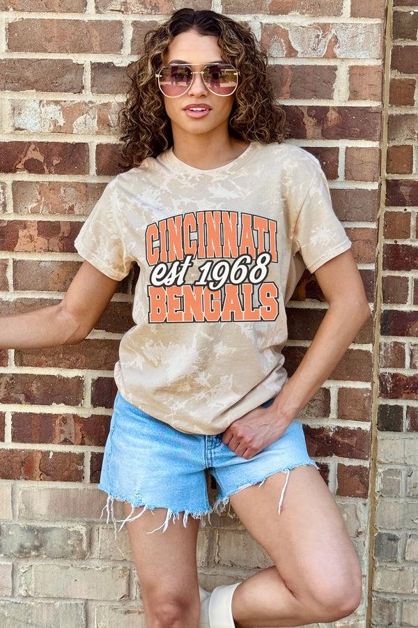 Gameday Couture CINCINNATI BENGALS DEEP ROOTS BLEACH WASH TEE