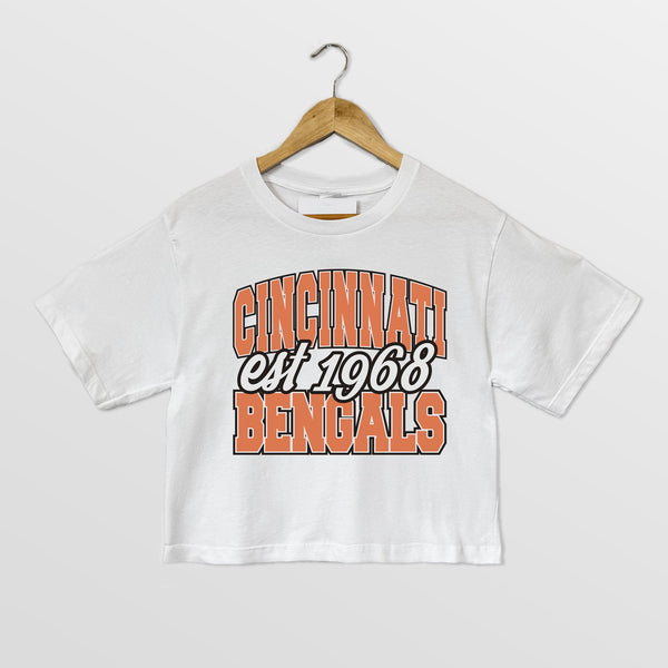gameday couture CINCINNATI BENGALS DEEP ROOTS BOXY FIT CROPPED TEE