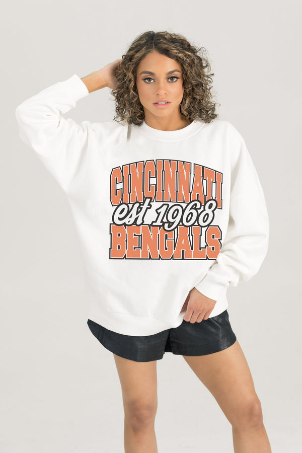Gameday Couture CINCINNATI BENGALS FADED FORMATION PREMIUM FLEECE CREWNECK PULLOVER