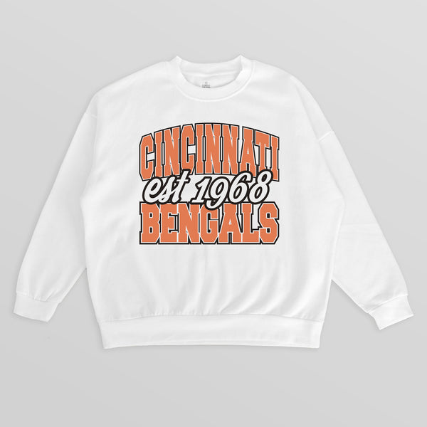 gameday couture CINCINNATI BENGALS FADED FORMATION PREMIUM FLEECE CREWNECK PULLOVER