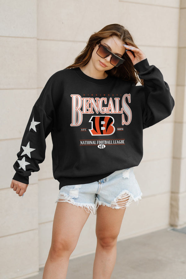 Gameday Couture CINCINNATI BENGALS Gameday Glimmer Embellished Star-Sleeve Pullover