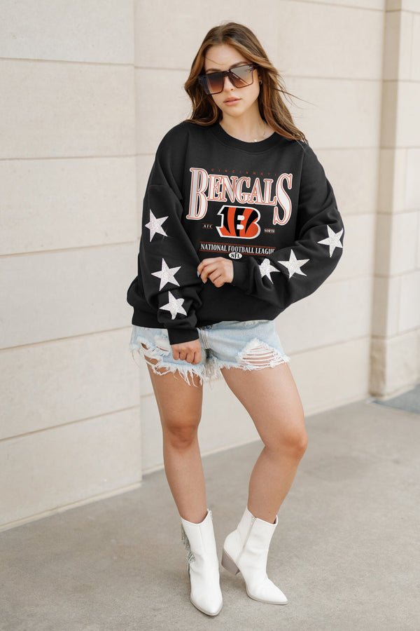 Gameday Couture CINCINNATI BENGALS Gameday Glimmer Embellished Star-Sleeve Pullover
