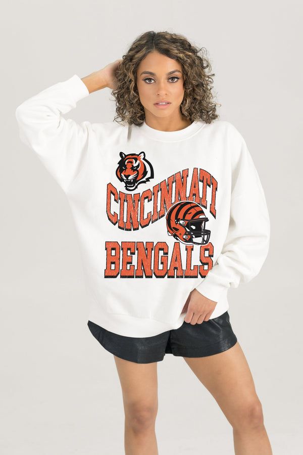 Gameday Couture CINCINNATI BENGALS HARD EARNED PREMIUM FLEECE CREWNECK PULLOVER