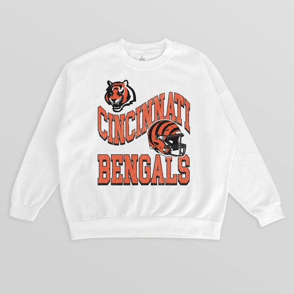 gameday couture CINCINNATI BENGALS HARD EARNED PREMIUM FLEECE CREWNECK PULLOVER