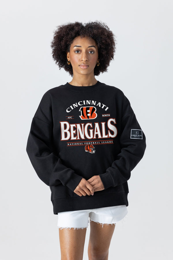 gameday couture CINCINNATI BENGALS Players Only Fleece Drop-Shoulder Crew