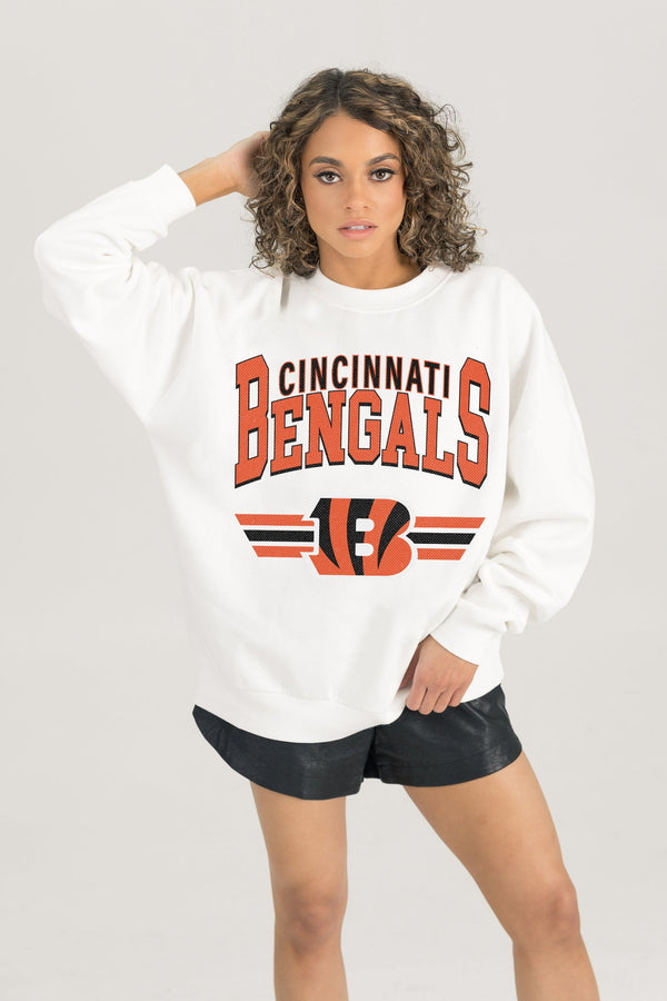 Gameday Couture CINCINNATI BENGALS SWIFT STRIKE PREMIUM FLEECE CREWNECK PULLOVER