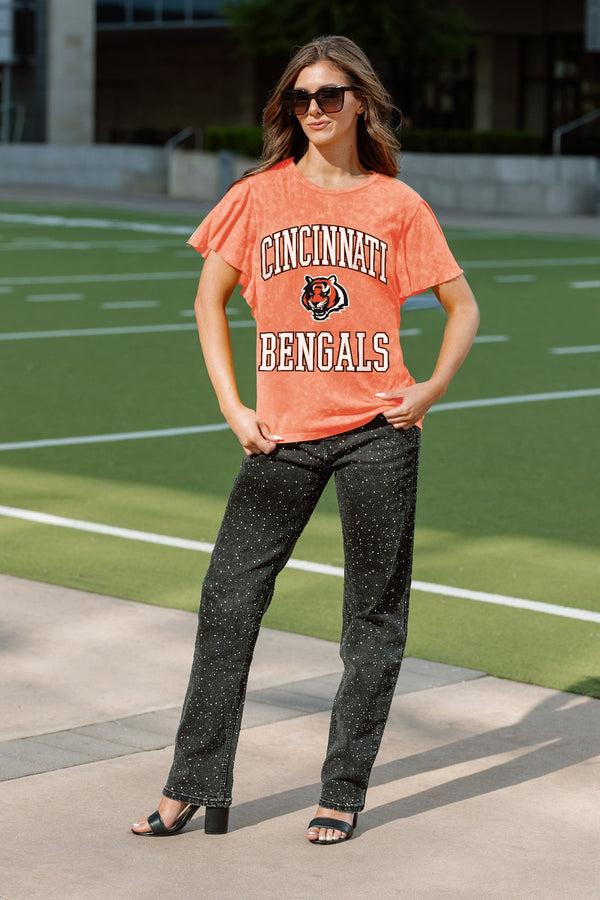 Gameday Couture CINCINNATI BENGALS VICTORY MODE FLUTTER SLEEVE TEE IN ORANGE
