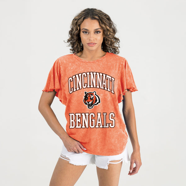 Gameday Couture CINCINNATI BENGALS VICTORY MODE FLUTTER SLEEVE TEE IN ORANGE