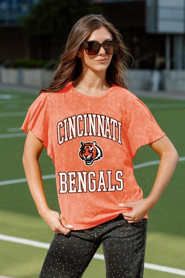 gameday couture CINCINNATI BENGALS VICTORY MODE FLUTTER SLEEVE TEE IN ORANGE
