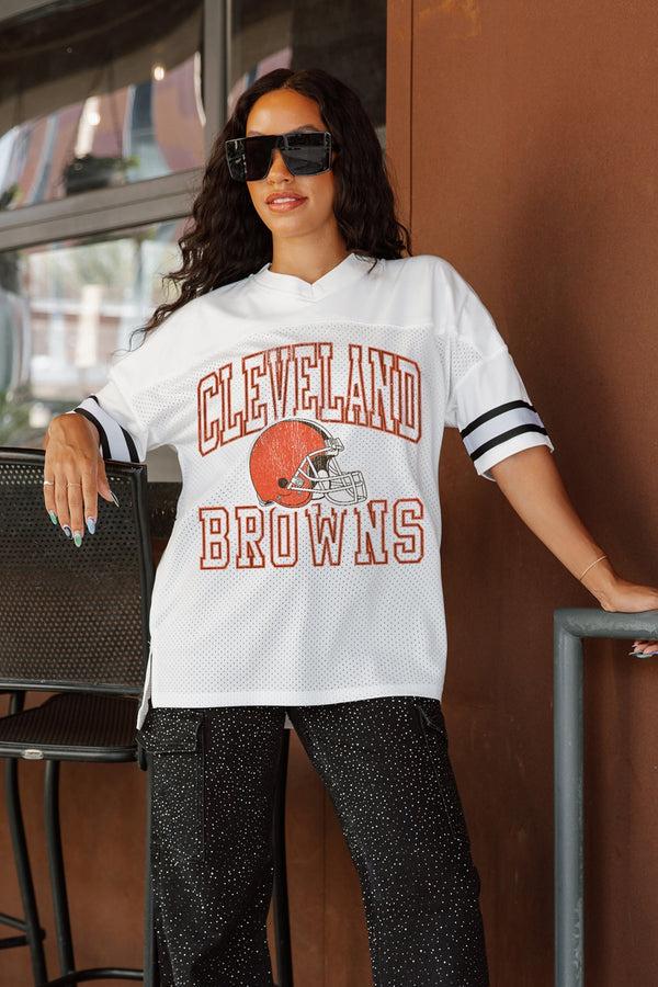 Gameday Couture CLEVELAND BROWNS A Step Ahead Oversized Mesh Tee