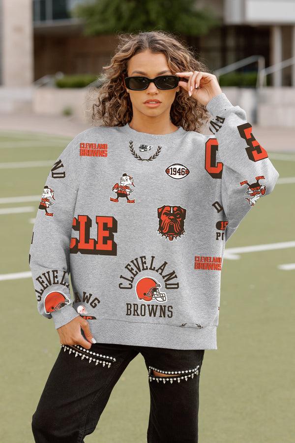 Gameday Couture CLEVELAND BROWNS ALWAYS ON REPEAT PREMIUM FLEECE CREW SWEATSHIRT