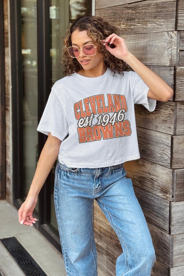 Gameday Couture CLEVELAND BROWNS DEEP ROOTS BOXY FIT CROPPED TEE