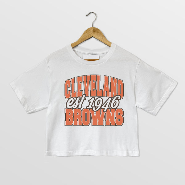 gameday couture CLEVELAND BROWNS DEEP ROOTS BOXY FIT CROPPED TEE