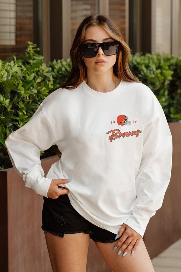 gameday couture CLEVELAND BROWNS Double Move Oversized Long-Sleeve Tee