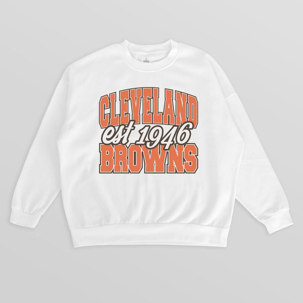 gameday couture CLEVELAND BROWNS FADED FORMATION PREMIUM FLEECE CREWNECK PULLOVER