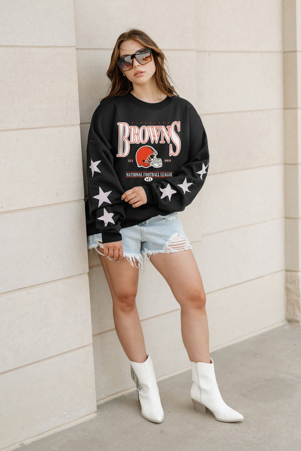 gameday couture CLEVELAND BROWNS Gameday Glimmer Embellished Star-Sleeve Pullover