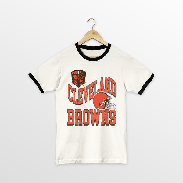 gameday couture CLEVELAND BROWNS HARD EARNED VINTAGE RINGER TEE