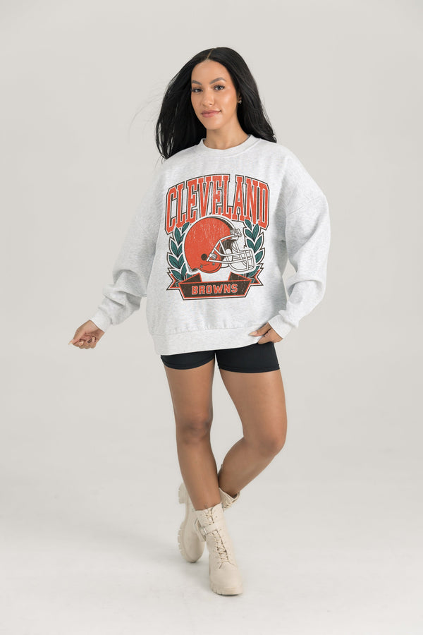 gameday couture CLEVELAND BROWNS Heritage Fleece Crewneck Pullover