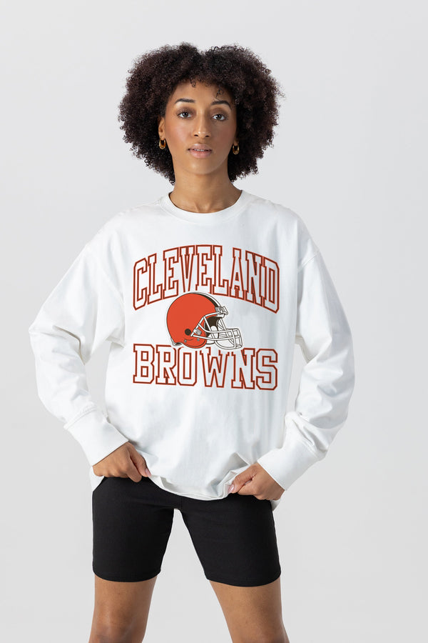 Gameday Couture CLEVELAND BROWNS Mind Games Oversized Long-Sleeve Tee