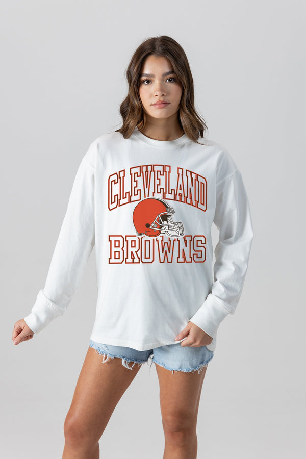 Gameday Couture CLEVELAND BROWNS Mind Games Oversized Long-Sleeve Tee