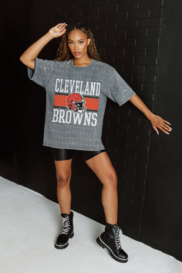gameday couture CLEVELAND BROWNS On The Ball Mini Rhinestone Tee