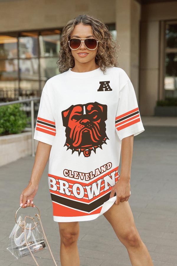 gameday couture CLEVELAND BROWNS PERFECT SCORE RETRO T-SHIRT DRESS