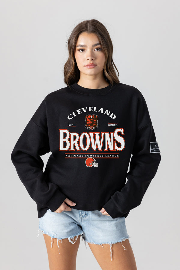 Gameday Couture CLEVELAND BROWNS Players Only Fleece Drop-Shoulder Crew