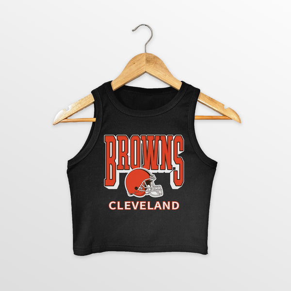 gameday couture CLEVELAND BROWNS PURE VICTORY ESSENTIAL RIBBED CROP TANK