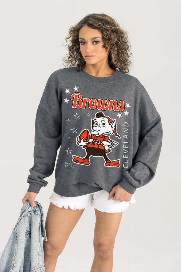 gameday couture CLEVELAND BROWNS Ready To Rumble Fleece Crewneck Pullover