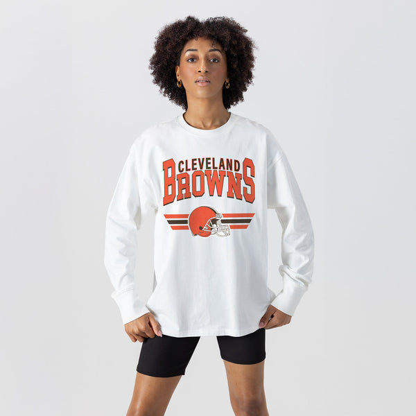 Gameday Couture CLEVELAND BROWNS SWIFT STRIKE ESSENTIAL RELAXED FIT LONG SLEEVE TEE