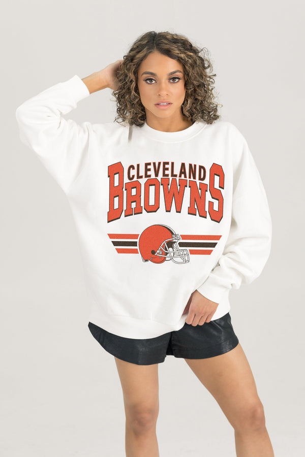 Gameday Couture CLEVELAND BROWNS SWIFT STRIKE PREMIUM FLEECE CREWNECK PULLOVER