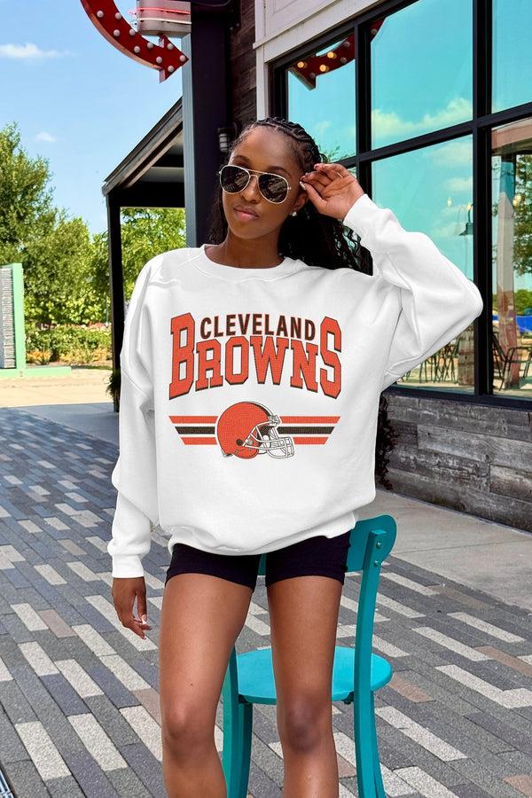 Gameday Couture CLEVELAND BROWNS SWIFT STRIKE PREMIUM FLEECE CREWNECK PULLOVER