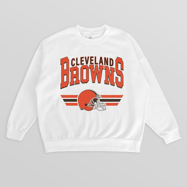 gameday couture CLEVELAND BROWNS SWIFT STRIKE PREMIUM FLEECE CREWNECK PULLOVER
