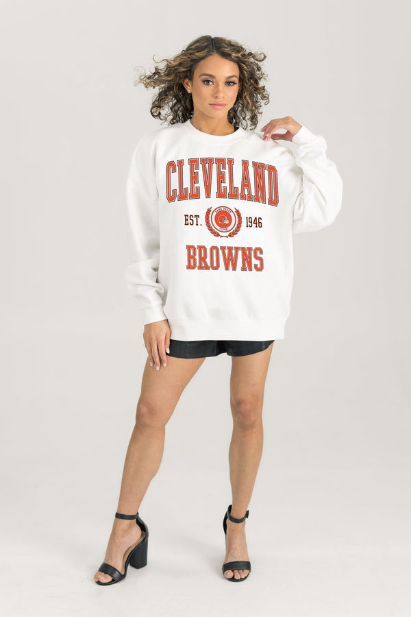 Gameday Couture CLEVELAND BROWNS Timeless Triumph Fleece Crewneck Pullover